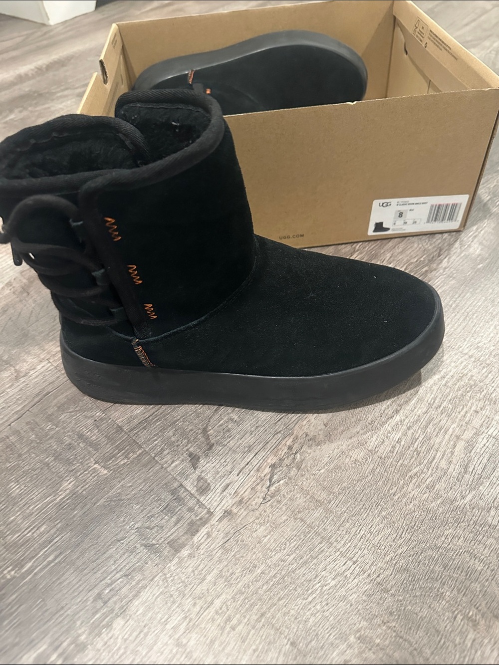 UGG women’s Black Suede Lace-Up Ankle Boots